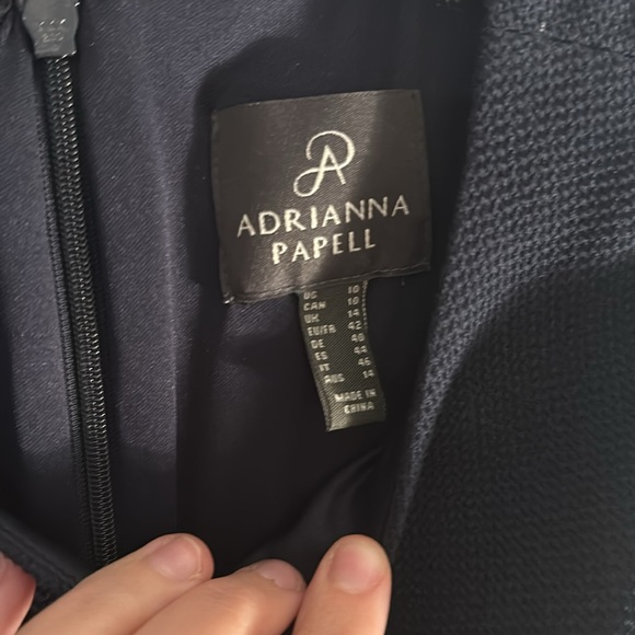 Adrianna Papell Navy Belted Trumpet Dress - Picture 4 of 6